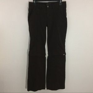 Prana Dark Brown Convertible Pants Shorts Sz 4 EUC